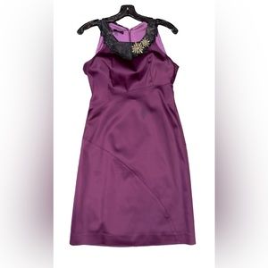 Nine West Plum sleeveless dress with mesh jewels and brooch neck line. Size US 6